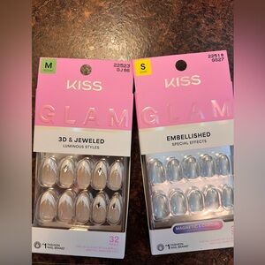 KISS Glam Embellished Nails in Silver and Pink